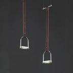 Pendant Light Stirrup-Inspired Genuine Leather Straps & Integrated LED