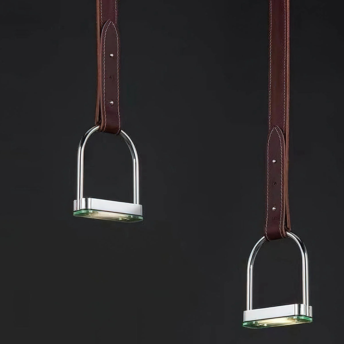 Pendant Light Stirrup-Inspired Genuine Leather Straps & Integrated LED