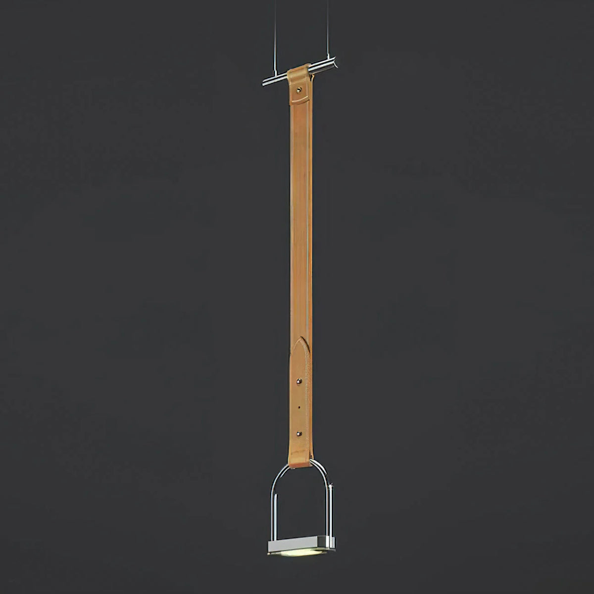Pendant Light Stirrup-Inspired Genuine Leather Straps & Integrated LED