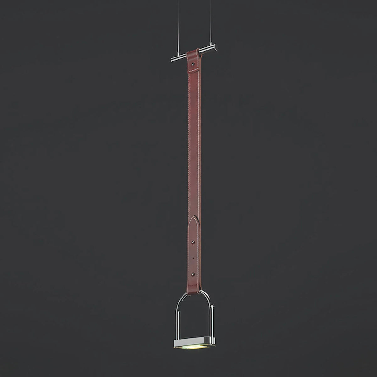 Pendant Light Stirrup-Inspired Genuine Leather Straps & Integrated LED