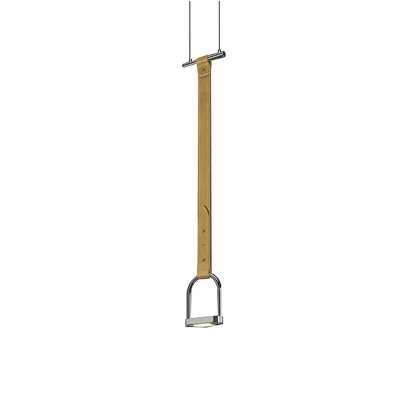 Pendant Light Stirrup-Inspired Genuine Leather Straps & Integrated LED