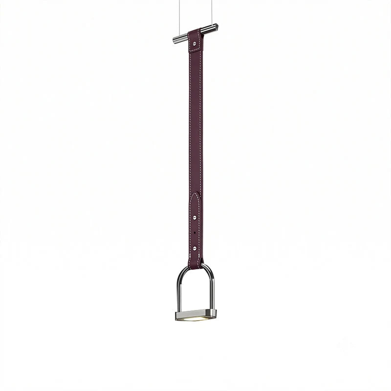 Pendant Light Stirrup-Inspired Genuine Leather Straps & Integrated LED