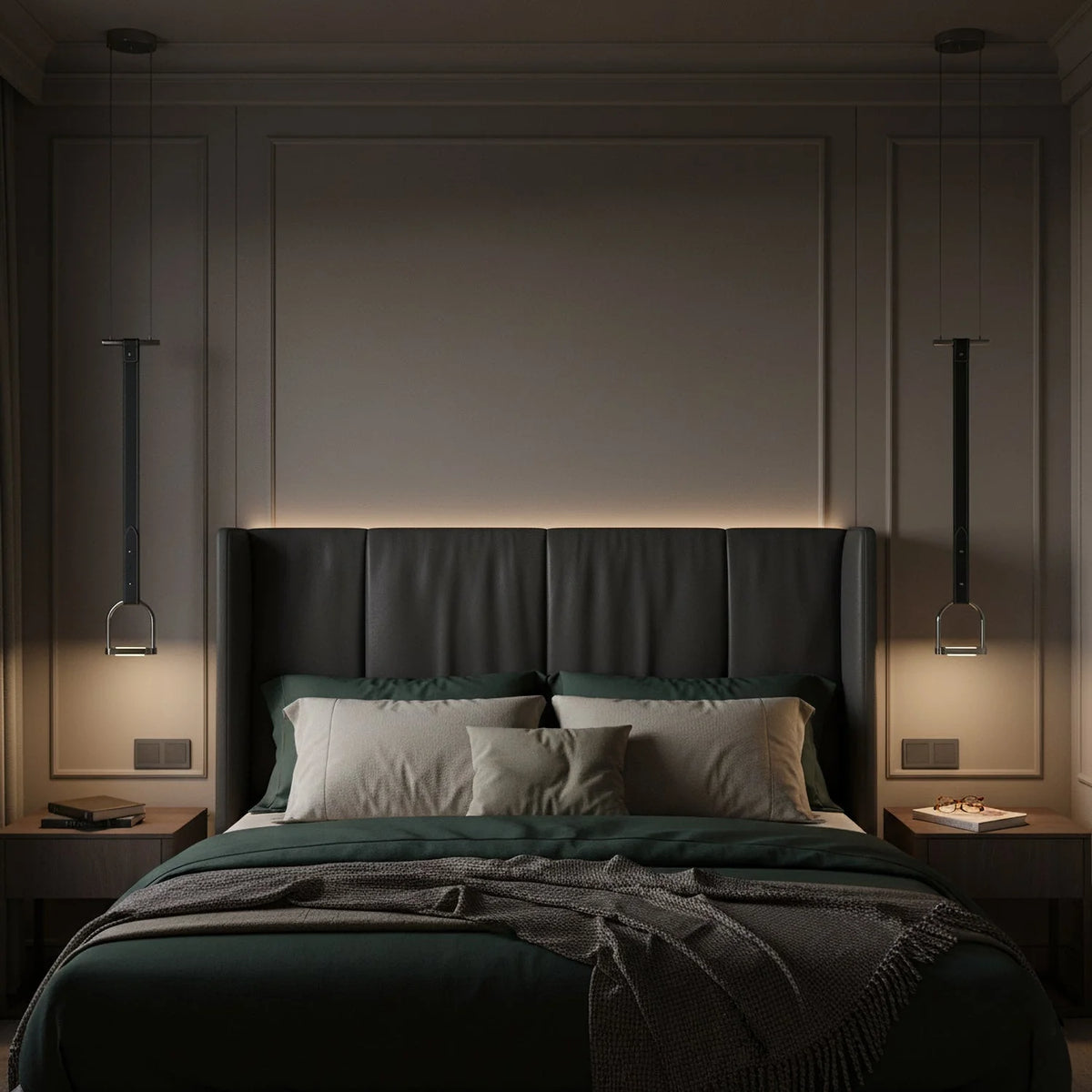 Pendant Light Stirrup-Inspired Genuine Leather Straps & Integrated LED