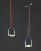 Pendant Light Stirrup-Inspired Genuine Leather Straps & Integrated LED