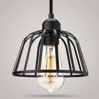 Pendant Light Three-Head Adjustable Height Iron Open Cage