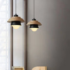 Pendant Light Warm Glow Aluminum & Wood Accent Adjustable Height
