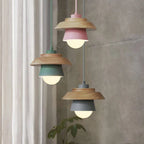 Pendant Light Warm Glow Aluminum & Wood Accent Adjustable Height