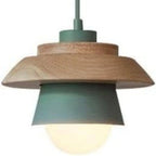 Pendant Light Warm Glow Aluminum & Wood Accent Adjustable Height