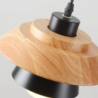 Pendant Light Warm Glow Aluminum & Wood Accent Adjustable Height