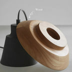 Pendant Light Warm Glow Aluminum & Wood Accent Adjustable Height