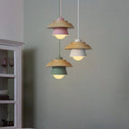 Pendant Light Warm Glow Aluminum & Wood Accent Adjustable Height