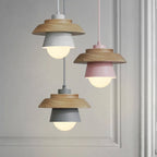 Pendant Light Warm Glow Aluminum & Wood Accent Adjustable Height