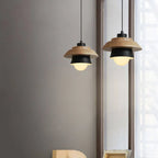 Pendant Light Warm Glow Aluminum & Wood Accent Adjustable Height