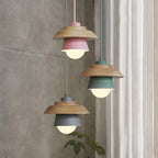 Pendant Light Warm Glow Aluminum & Wood Accent Adjustable Height