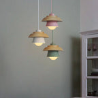 Pendant Light Warm Glow Aluminum & Wood Accent Adjustable Height
