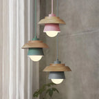 Pendant Light Warm Glow Aluminum & Wood Accent Adjustable Height