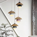 Pendant Light Warm Glow Aluminum & Wood Accent Adjustable Height