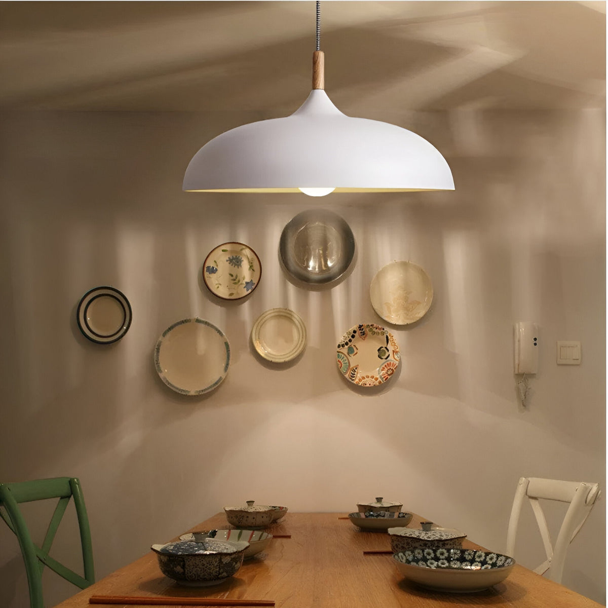 Pendant Light Wood Accent & Iron Shade