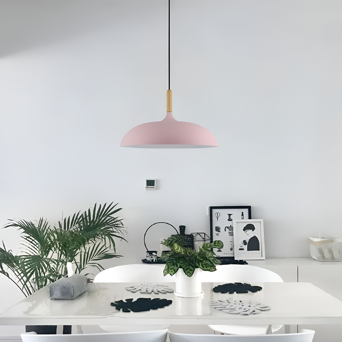 Pendant Light Wood Accent & Iron Shade