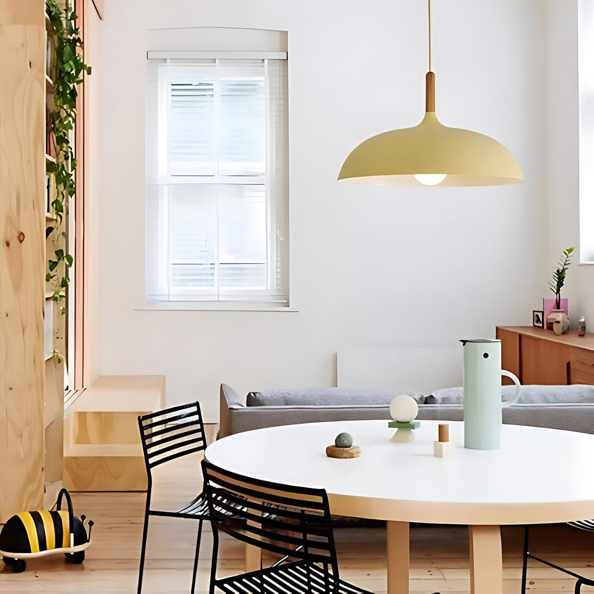 Pendant Light Wood Accent & Iron Shade