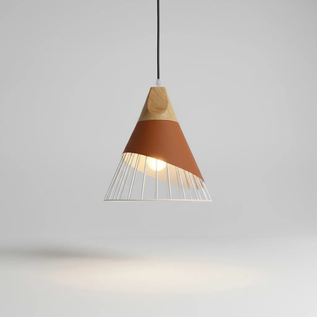 Pendant Light Wood & Aluminum E27 Socket