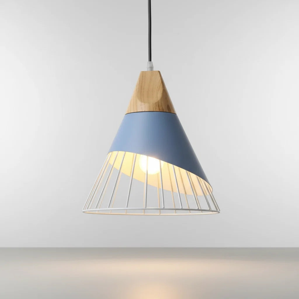 Pendant Light Wood & Aluminum E27 Socket