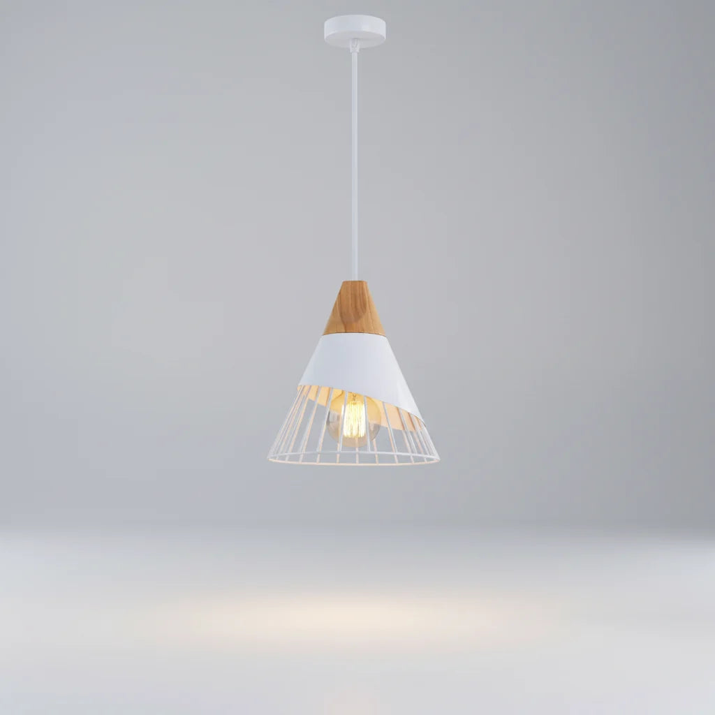 Pendant Light Wood & Aluminum E27 Socket