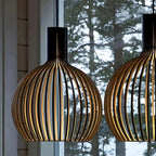 Pendant Light Wood & Metal Adjustable Cable E27 Compatible