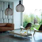 Pendant Light Wood & Metal Adjustable Cable E27 Compatible