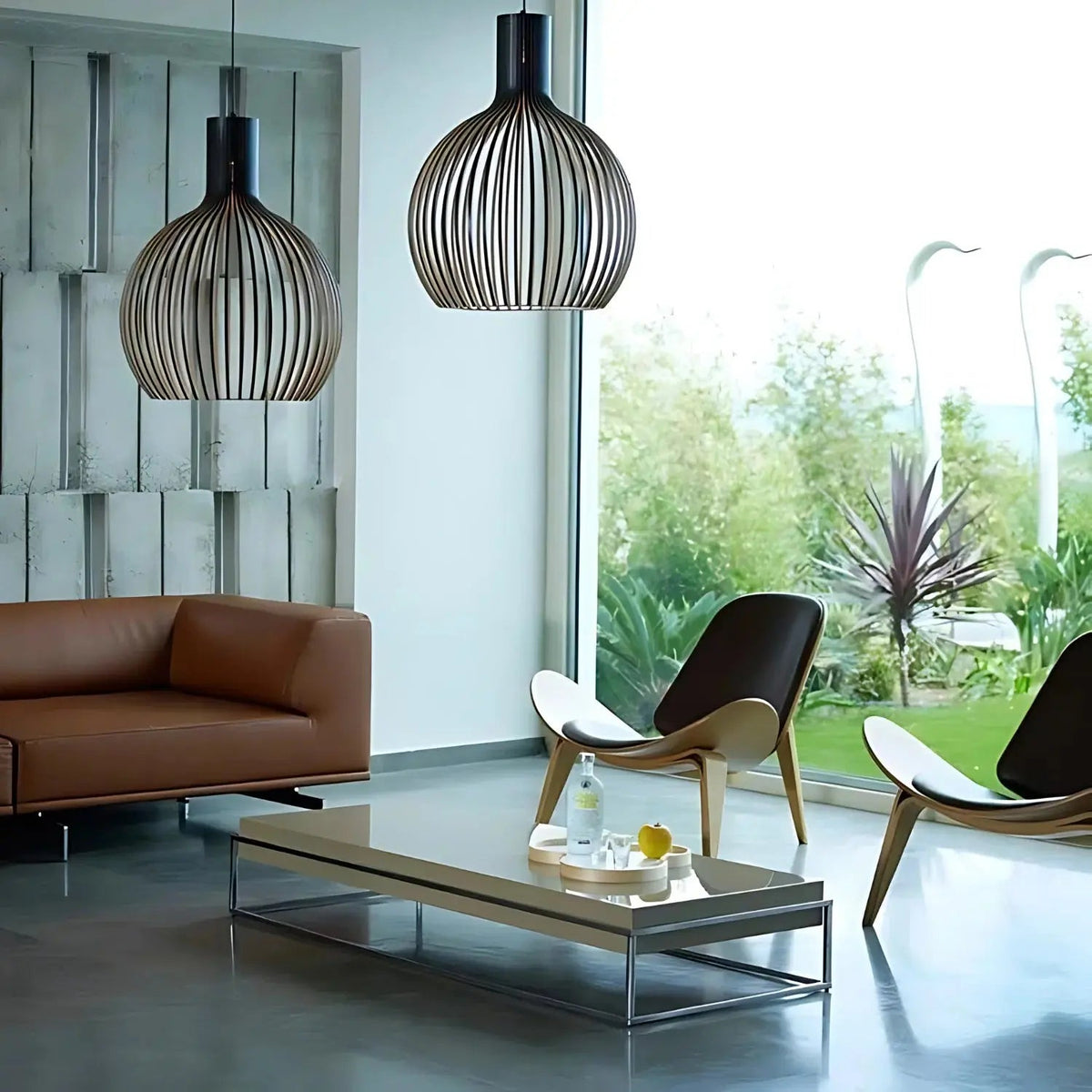 Pendant Light Wood & Metal Adjustable Cable E27 Compatible