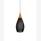 Pendant Light Woven Rattan Shade & Solid Wood Canopy