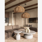 Pendant Light Woven Rattan Shade & Solid Wood Canopy