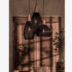 Pendant Light Woven Rattan Shade & Solid Wood Canopy