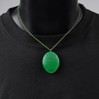 Pendant Necklace Carved Glow-In-The-Dark Green Resin