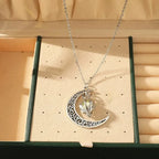 Pendant Necklace Natural Moonstone Adjustable Stainless Steel Chain