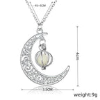Pendant Necklace Natural Moonstone Adjustable Stainless Steel Chain