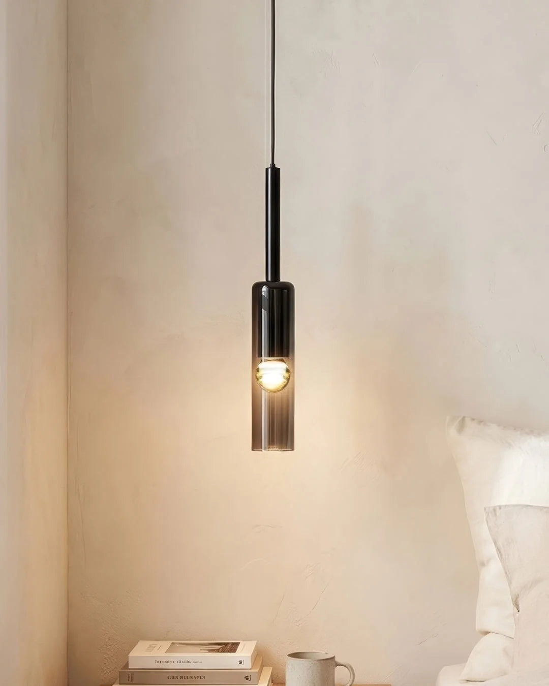 Pendant & Wall Lamp Smoked Glass Shade Metal Frame