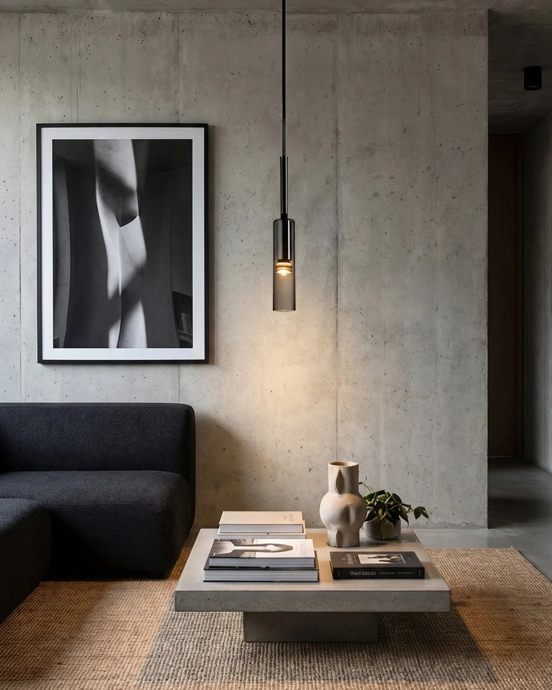 Pendant & Wall Lamp Smoked Glass Shade Metal Frame