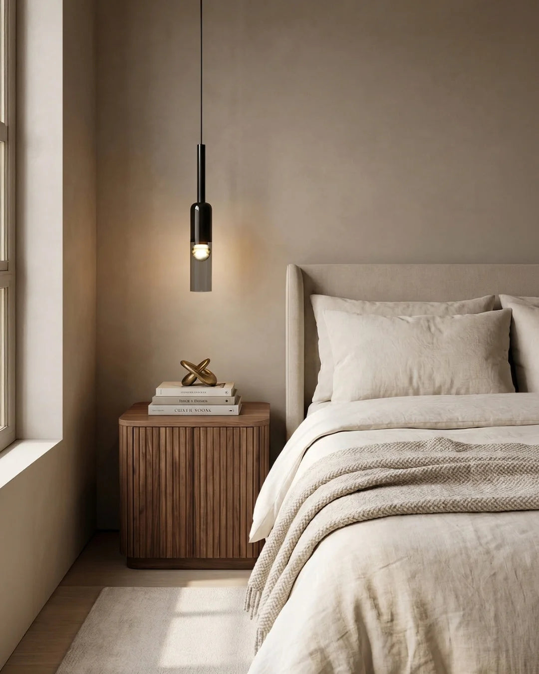Pendant & Wall Lamp Smoked Glass Shade Metal Frame