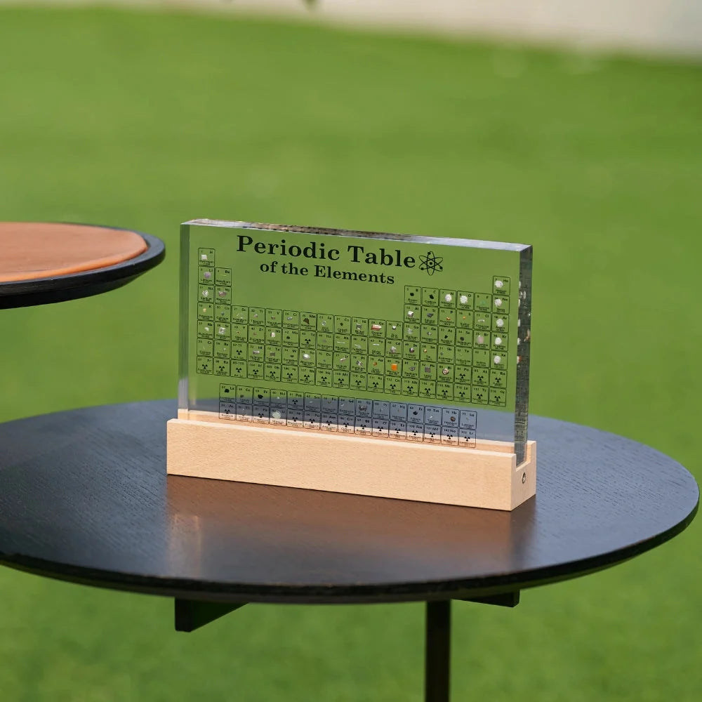Periodic Table Display 83 Elements LED-Lit Wooden Base