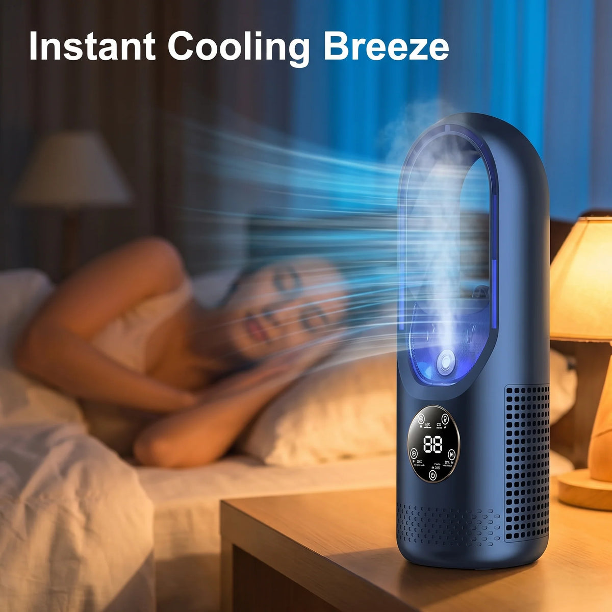 Personal Air Cooler Bladeless Whisper-Quiet USB-Powered