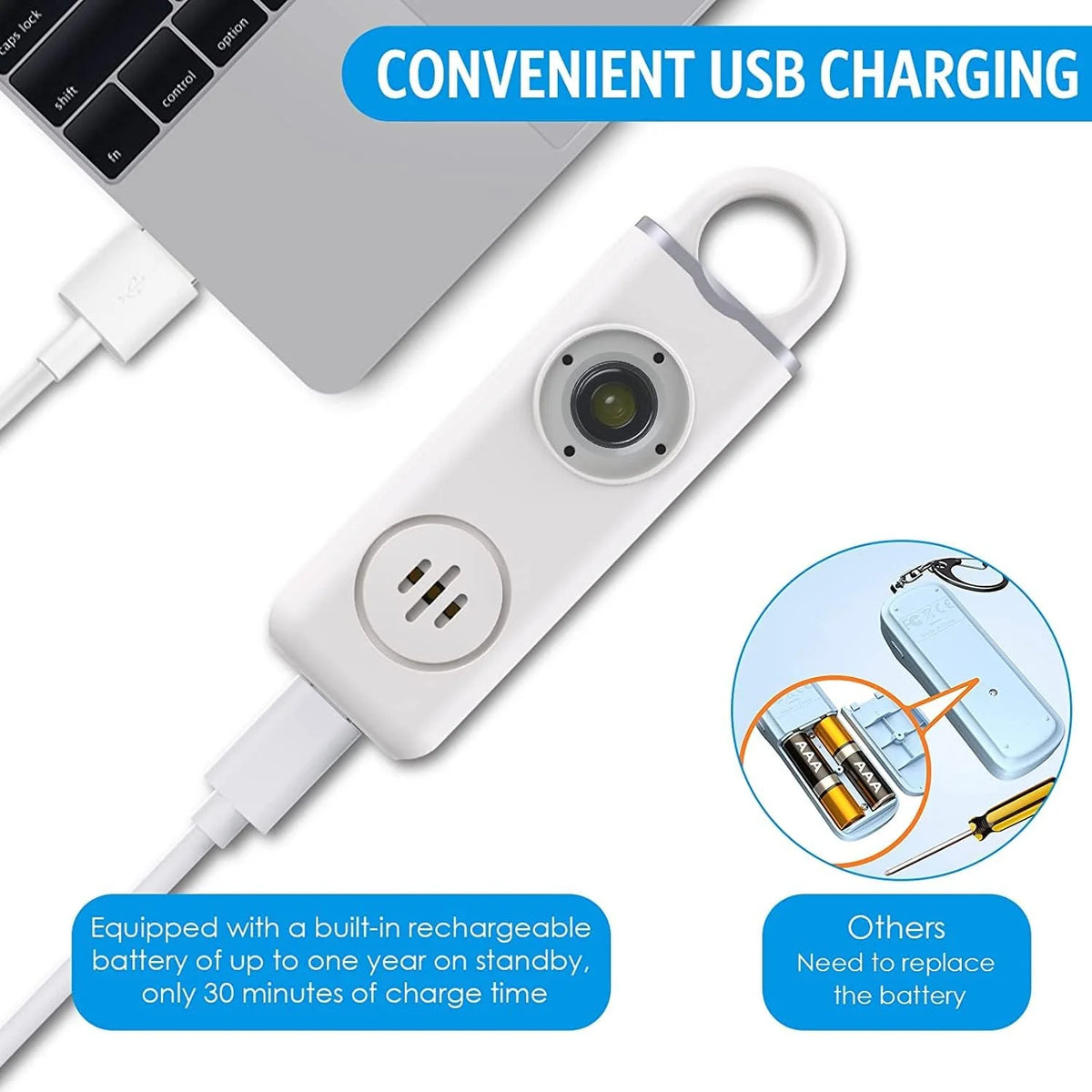 Personal Alarm Keychain 130 dB Strobe Twin Pack