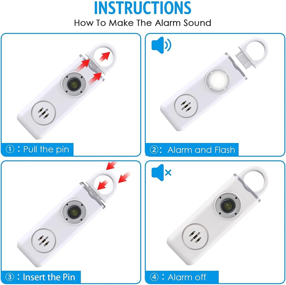 Personal Alarm Keychain 130 dB Strobe Twin Pack