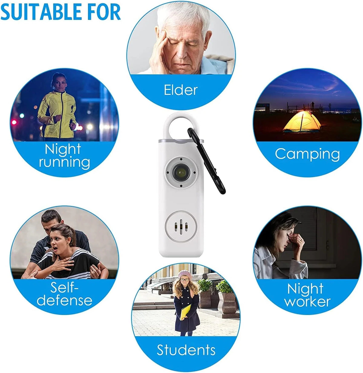 Personal Alarm Keychain 130 dB Strobe Twin Pack