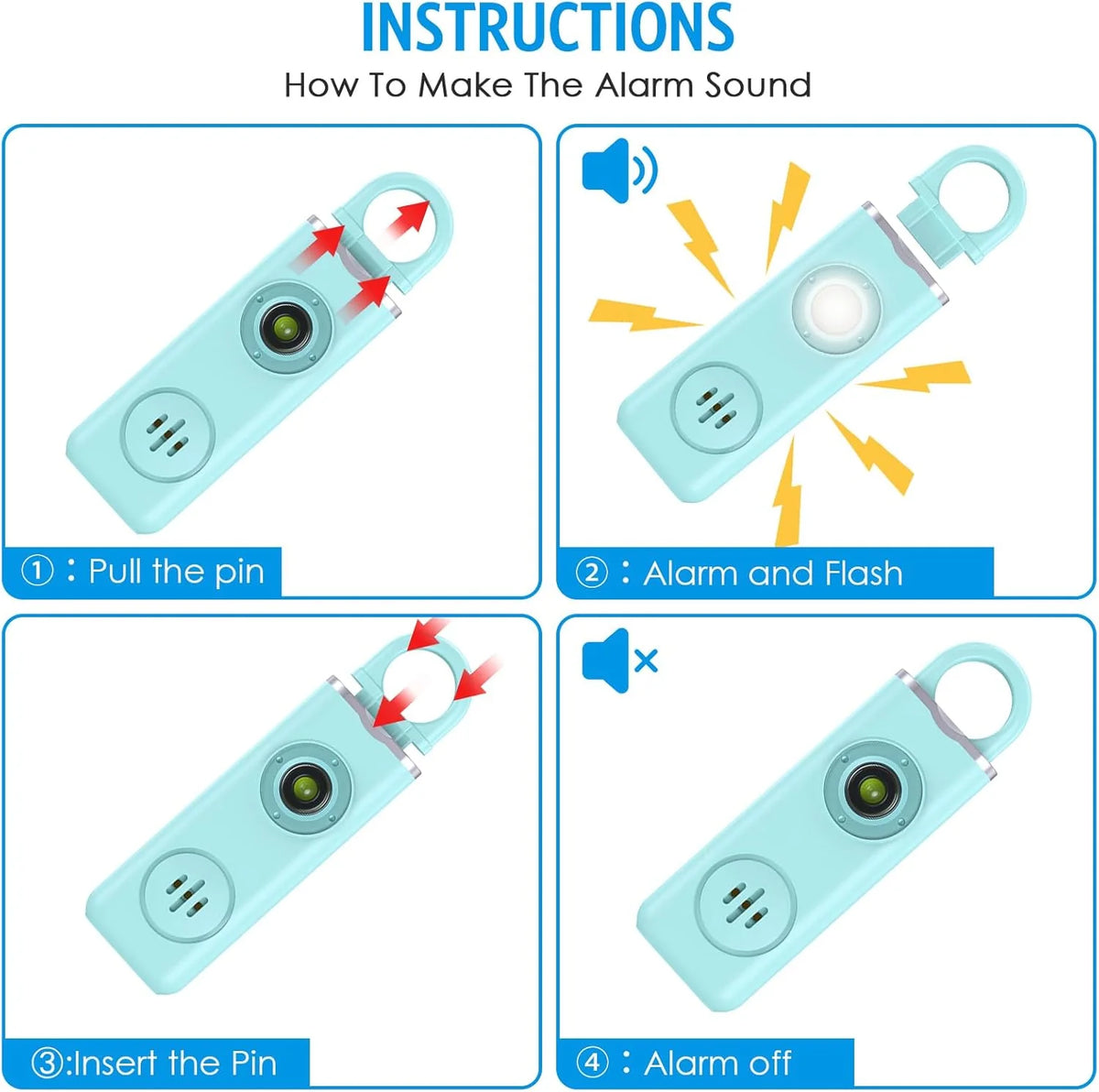 Personal Alarm Keychain 130 dB Strobe Twin Pack