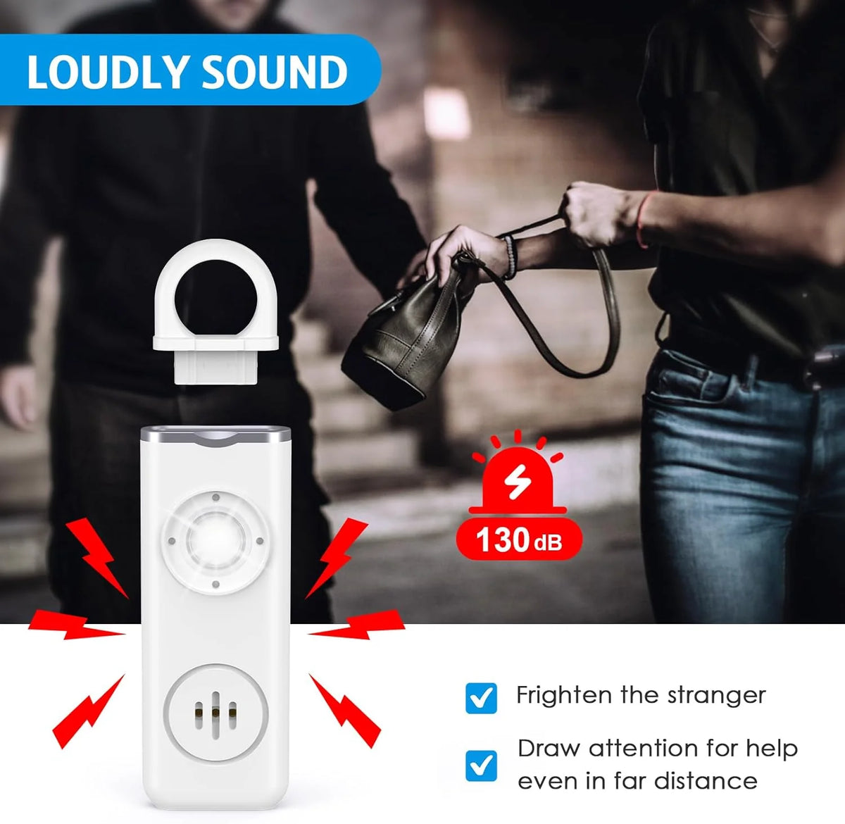 Personal Alarm Keychain 130 dB Strobe Twin Pack