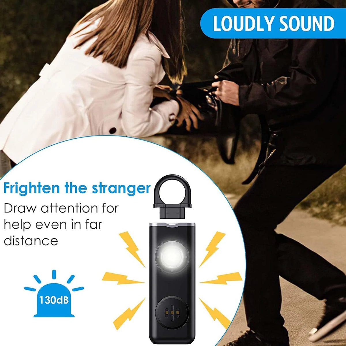 Personal Alarm Keychain 130 dB Strobe Twin Pack