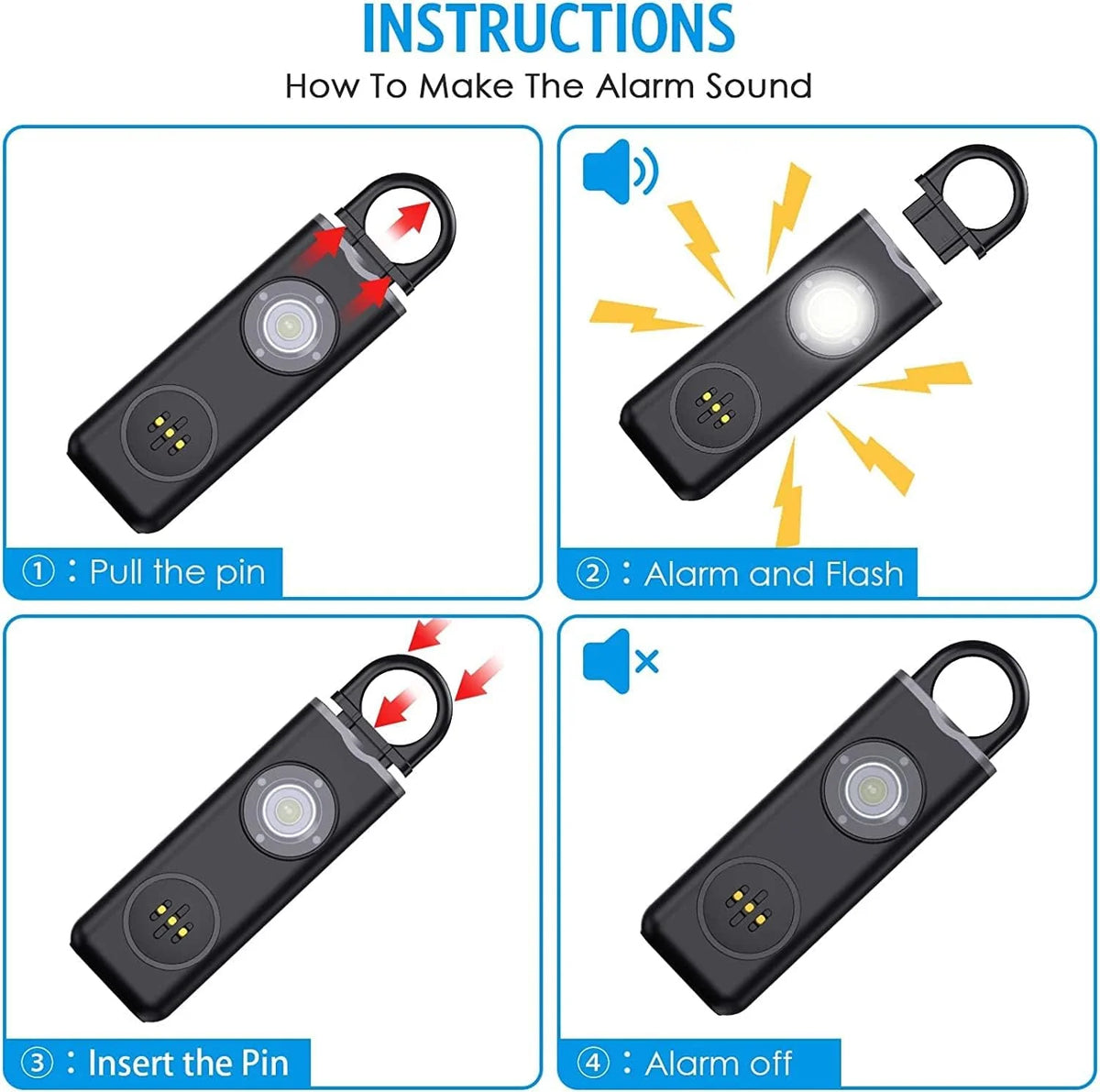 Personal Alarm Keychain 130 dB Strobe Twin Pack