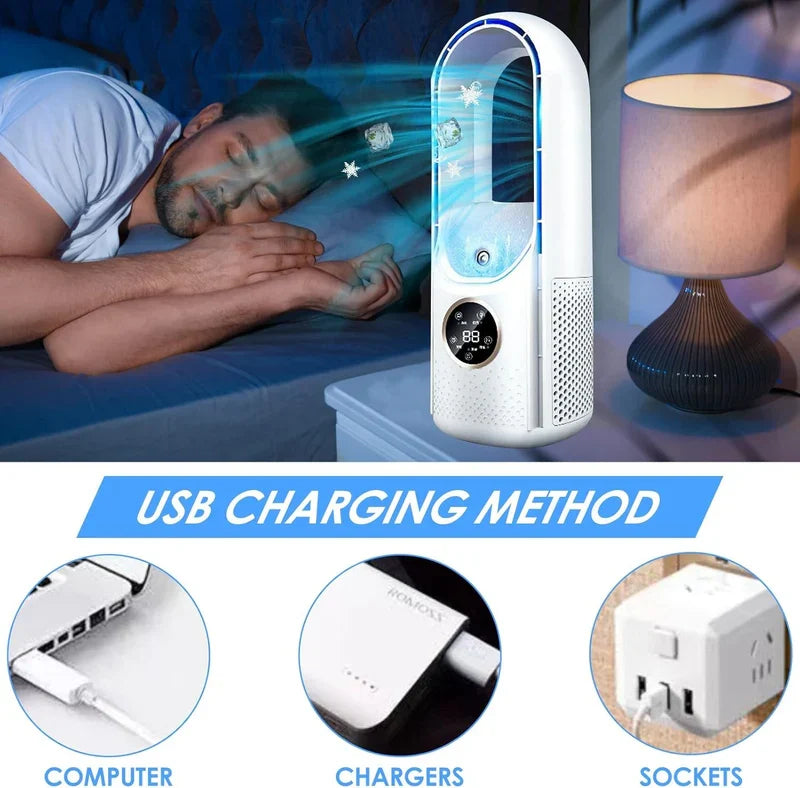 Personal Humidifier Fan Bladeless USB Powered Six Speeds