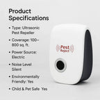 Pest Repellent Ultrasonic Adaptive Frequency Pet-Safe